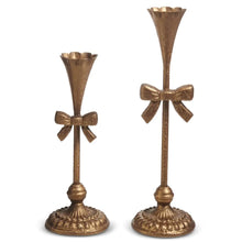 Soft Gold Cast Iron Bow Candlesticks Raz Imports