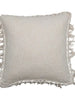 Square Cotton Slub Pillow with Crochet and Fringe - Greenhouse Home