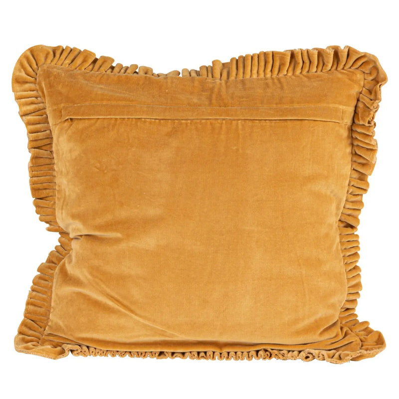 Square Cotton Velvet Pillow w/Ruffled Trim Greenhouse Home