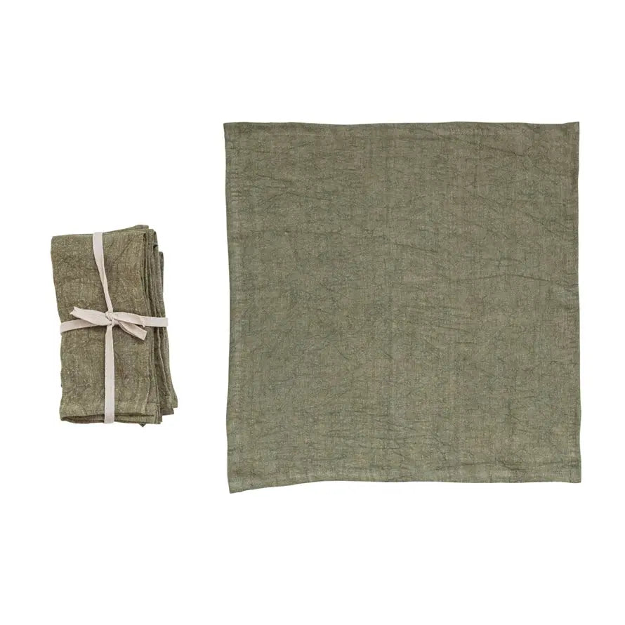 Square Stonewashed Linen Napkins, Set of 4 Greenhouse Home