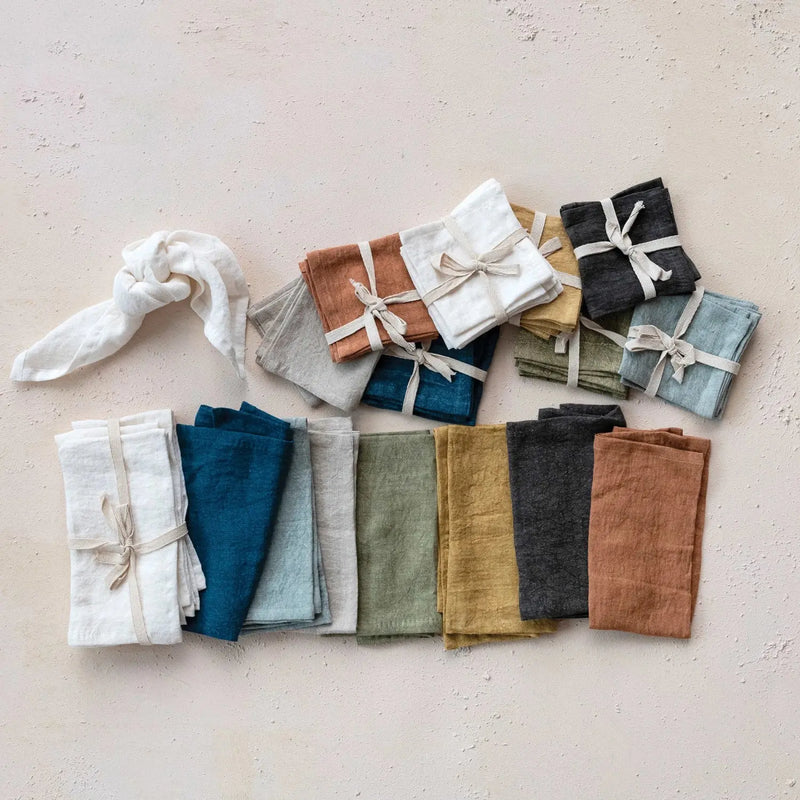 Square Stonewashed Linen Napkins, Set of 4 Greenhouse Home