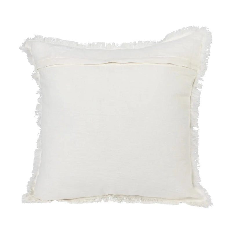 Square Stonewashed Linen Pillow with Fringe Greenhouse Home