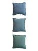 Square Stonewashed Linen Pillow with Fringe, 3 Colors Greenhouse Home