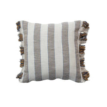 Square Woven Throw Pillow w/Stripes & Fringe, [product_price]- Greenhouse Home