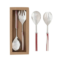 Stainless Steel Salad Servers with Marbled Resin Handles, Boxed Set of 2
