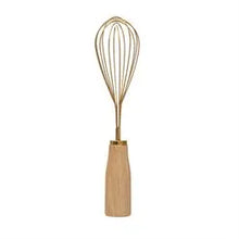 Standing Stainless Steel Whisk with Wood Handle + Gold Finish - Greenhouse Home