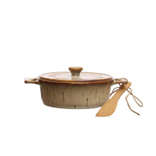 Stoneware Brie Baker with Bamboo Spreader Greenhouse Home