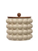 Stoneware Canister with Raised Dots + Acacia Wood Lid Greenhouse Home