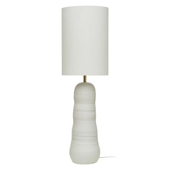 Stoneware Floor or Table Lamp, White - Greenhouse Home