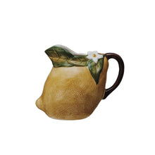Stoneware Hand Painted Lemon Pitcher Greenhouse Home