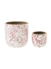 Stoneware Planters with Floral Pattern, Set of 2 (Holds 4
