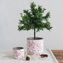 Stoneware Holiday Planters with Floral Pattern Greenhouse Home