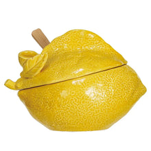 Stoneware Lemon Sugar Pot w/Wood Spoon Greenhouse Home