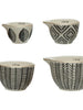 Stoneware Measuring Cups with Gold Rim and Black + White Pattern, Set of 4 - Greenhouse Home