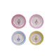 Stoneware Plate with Ornament Image & Electroplated Edges, 4 Styles