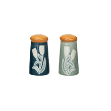 Stoneware Salt & Pepper Shakers w/ Wax Relief Flowers, Set of 2 Greenhouse Home