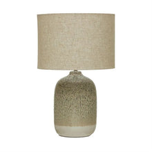 Stoneware Table Lamp with Linen Shade - Greenhouse Home