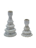 Stoneware Tree Shaped Taper Holder, White, Set of 2 (Each Will Vary)