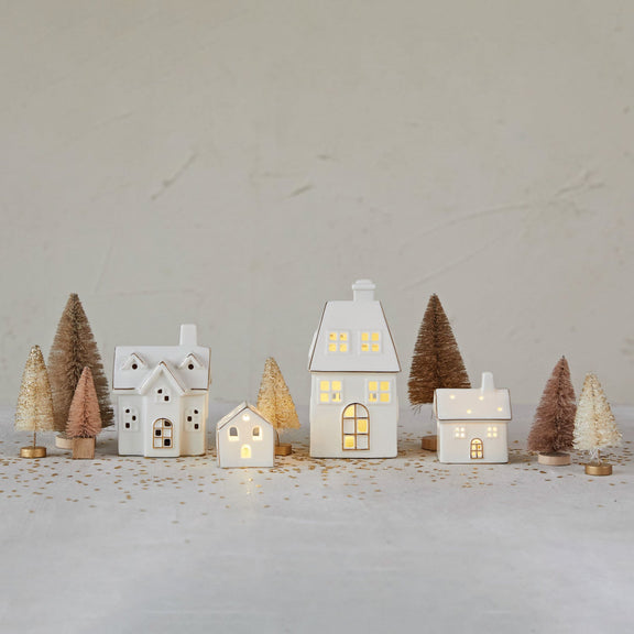 Stoneware Village w/ LED Lights Greenhouse Home