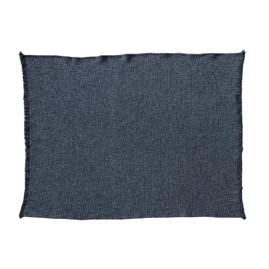 Stonewashed Cotton Blend Bouclé Throw w/ Fringe Greenhouse Home