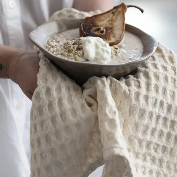 Stonewashed Cotton Waffle Weave Tea Towel Greenhouse Home