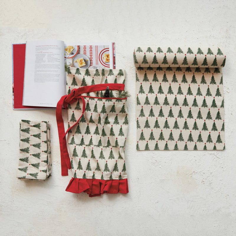 Table Runner w/ Christmas Tree Pattern Greenhouse Home
