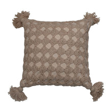 Cotton Crocheted Pillow w/Tassels, Natural Color - Greenhouse Home