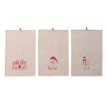 Tea Towel with Holiday Saying & Image, Pink, Red & White, 3 Styles ©