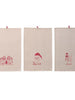 Tea Towel with Holiday Saying & Image, Pink, Red & White, 3 Styles ©