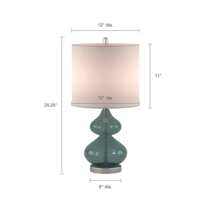 Teal Blue Glass Table Lamp, [product_price]- Greenhouse Home