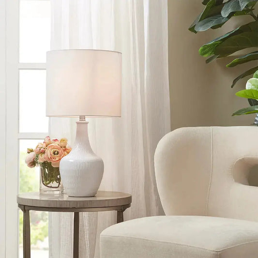 Teardrop Ceramic White Table Lamp, [product_price]- Greenhouse Home