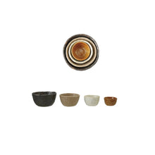 Textured Stoneware Nesting Bowls, Matte Reactive Glaze, Set of 4 (Each One Will Vary)