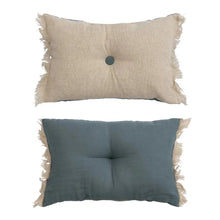 Tufted Lumbar Pillow w/ Button & Fringe Greenhouse Home