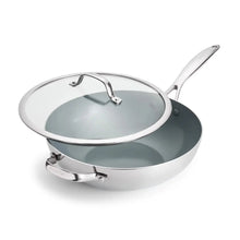 Valencia Pro Stainless Steel Wok with Lid Green Pan
