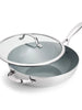 Valencia Pro Stainless Steel Wok with Lid Green Pan