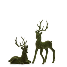 Velvet Olive Green Flocked Deer Raz Imports
