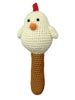 White Hen Stick Hand Crocheted Rattle Cheengoo