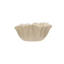 White Stoneware Fluted Bowl Greenhouse Home