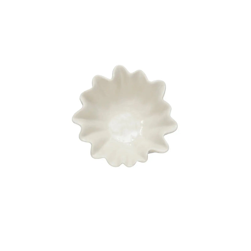 White Stoneware Fluted Bowl Greenhouse Home