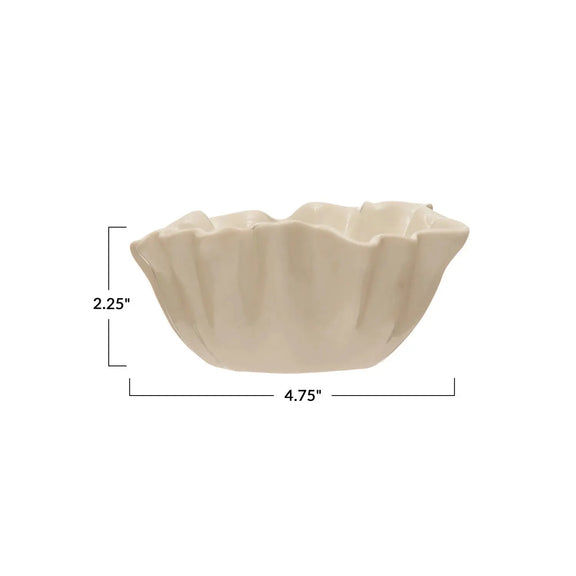 White Stoneware Fluted Bowl Greenhouse Home