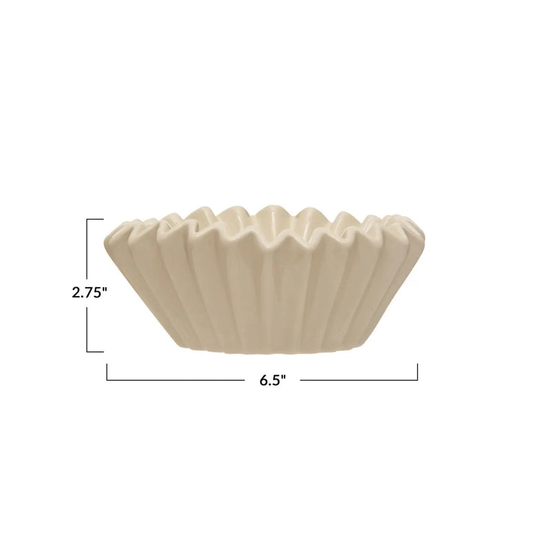 White Stoneware Fluted Bowl Greenhouse Home