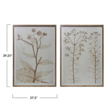 Wood Framed Glass Wall Décor w/ Flowers, Set of 2, [product_price]- Greenhouse Home