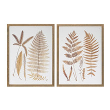 Wood Framed Glass Wall Decor with Decaled Fern Fronds - Greenhouse Home