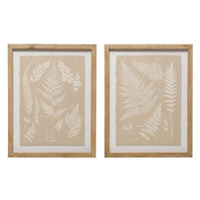 Wood Framed Glass Wall Decor with Fern Fronds, Natural Color, 2 Styles - Greenhouse Home
