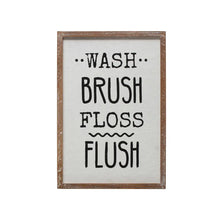 Wood Framed Wall Decor "Wash Brush Floss Flush" - Greenhouse Home