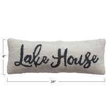 Wool & Cotton Punch Hook Lumbar Pillow, Cream & Charcoal Color, [product_price]- Greenhouse Home