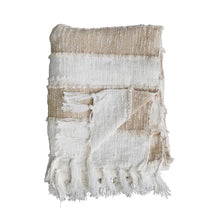Woven Cotton Throw w/ Stripes & Fringe Bloomingville