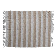 Woven Cotton Throw w/ Stripes & Fringe Bloomingville