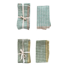 Woven Linen Cocktail Napkins w/ Gingham Pattern Greenhouse Home