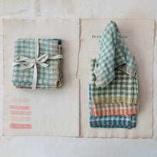 Woven Linen Cocktail Napkins w/ Gingham Pattern Greenhouse Home
